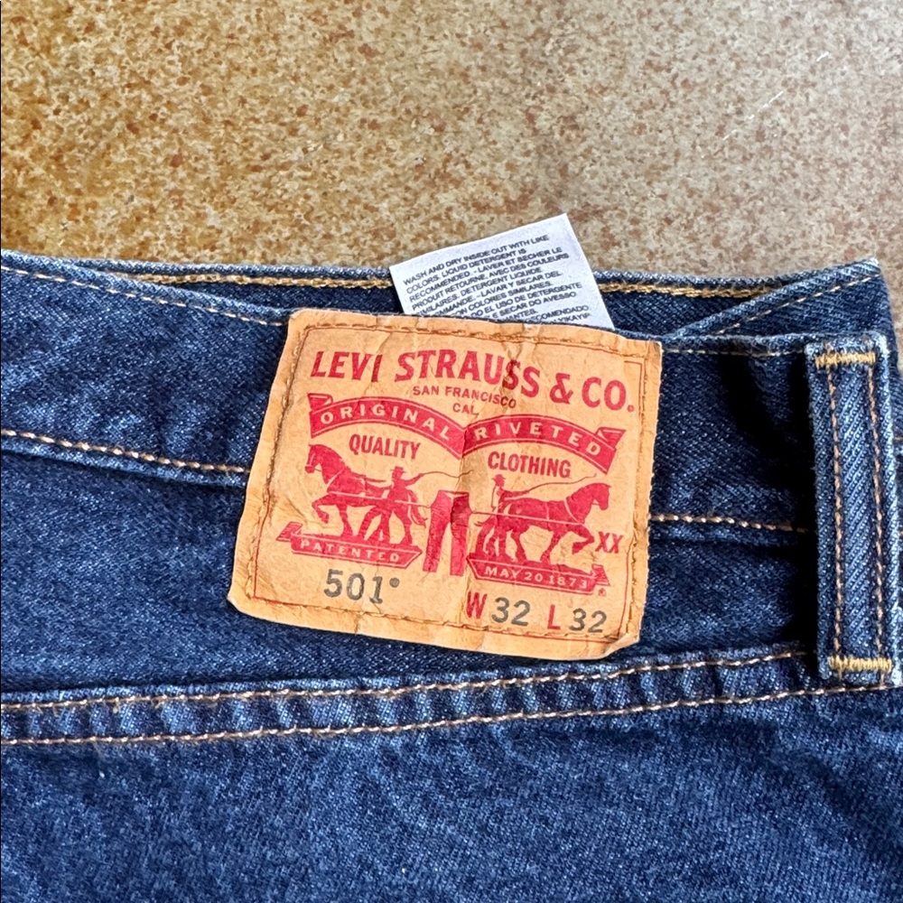 Levi's 501 button fly Dark Blue Men's Straight Jeans Like new - Picture 2 of 4